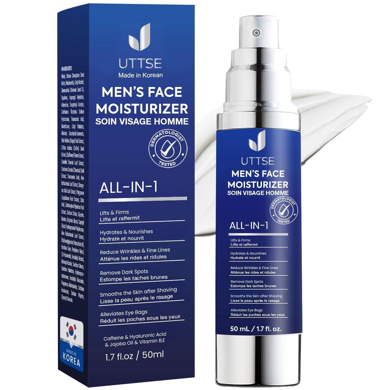 Uttse 6-in-1 Mens Face Moisturizer: Face Cream for Men – Reduce the Look of E…