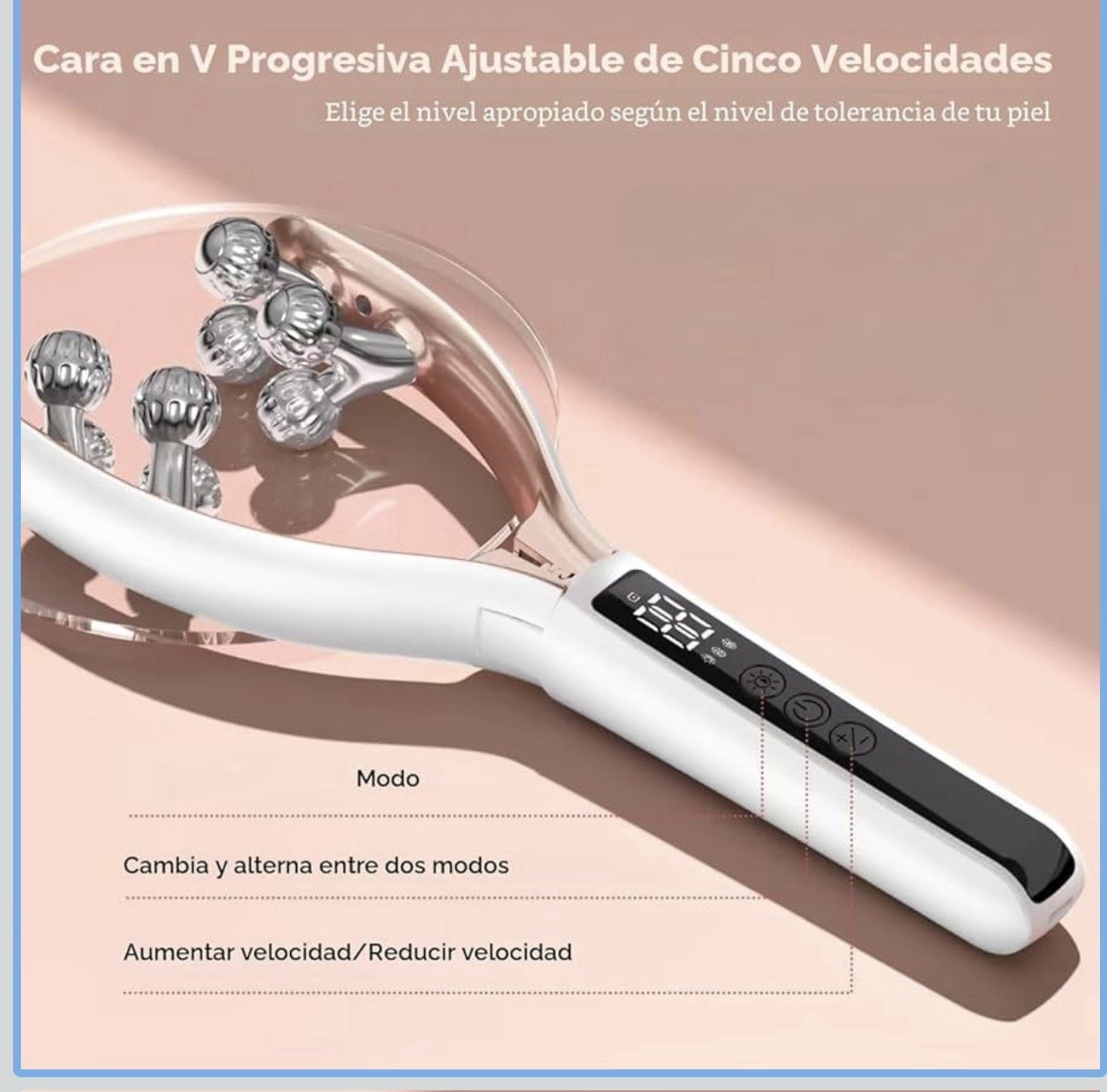 Adjustable Speed Face Massage Roller Digital Display Kneading 6 Heads White