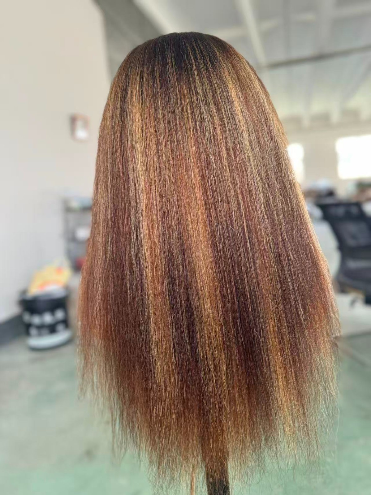 20inch 360 kinky straight hd wig highlights color 180% density 100% human hair