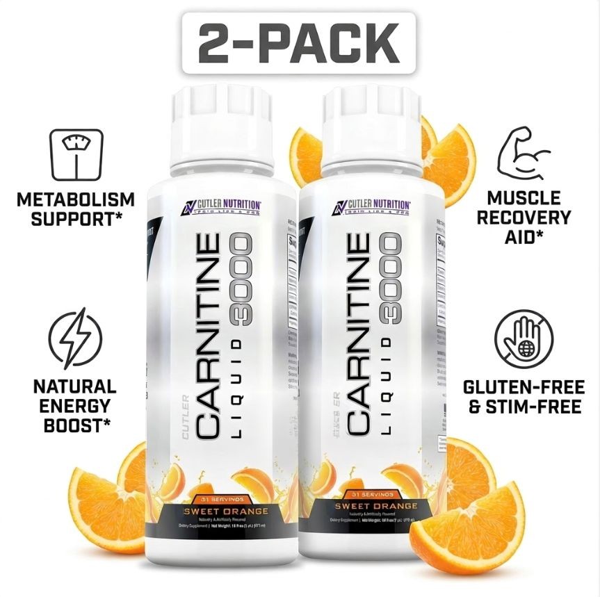 Cutler Nutrition Carnitine Liquid 3000 Sweet Orange 2-Pack Energy Supplement