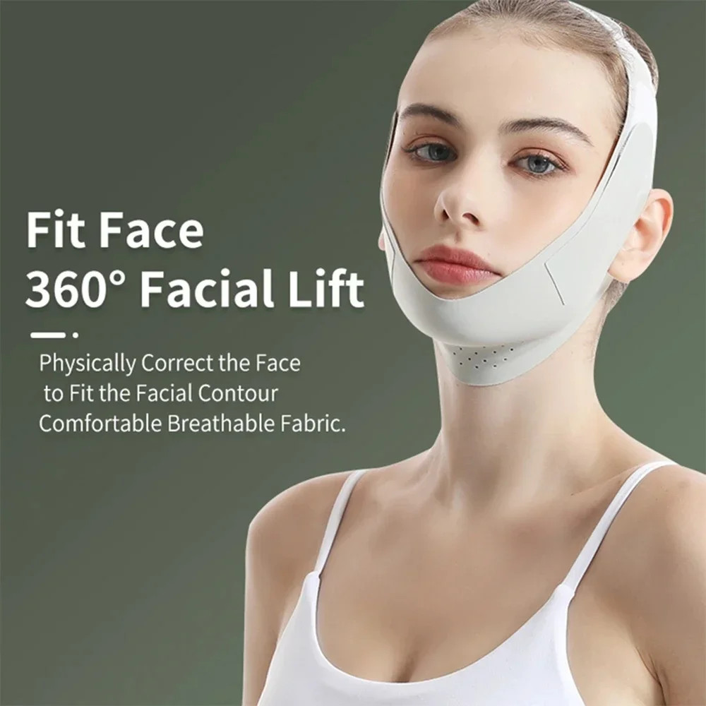 Adjustable Reusable V-shape Face Lift Band Breathable Facial Slimming Strap Doub