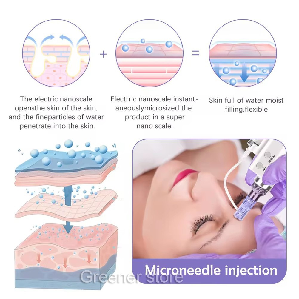 Therapy Water Micro Pen Wrinkle Remove Skin Care with 10Pcs 9Pin Cartridges Tips