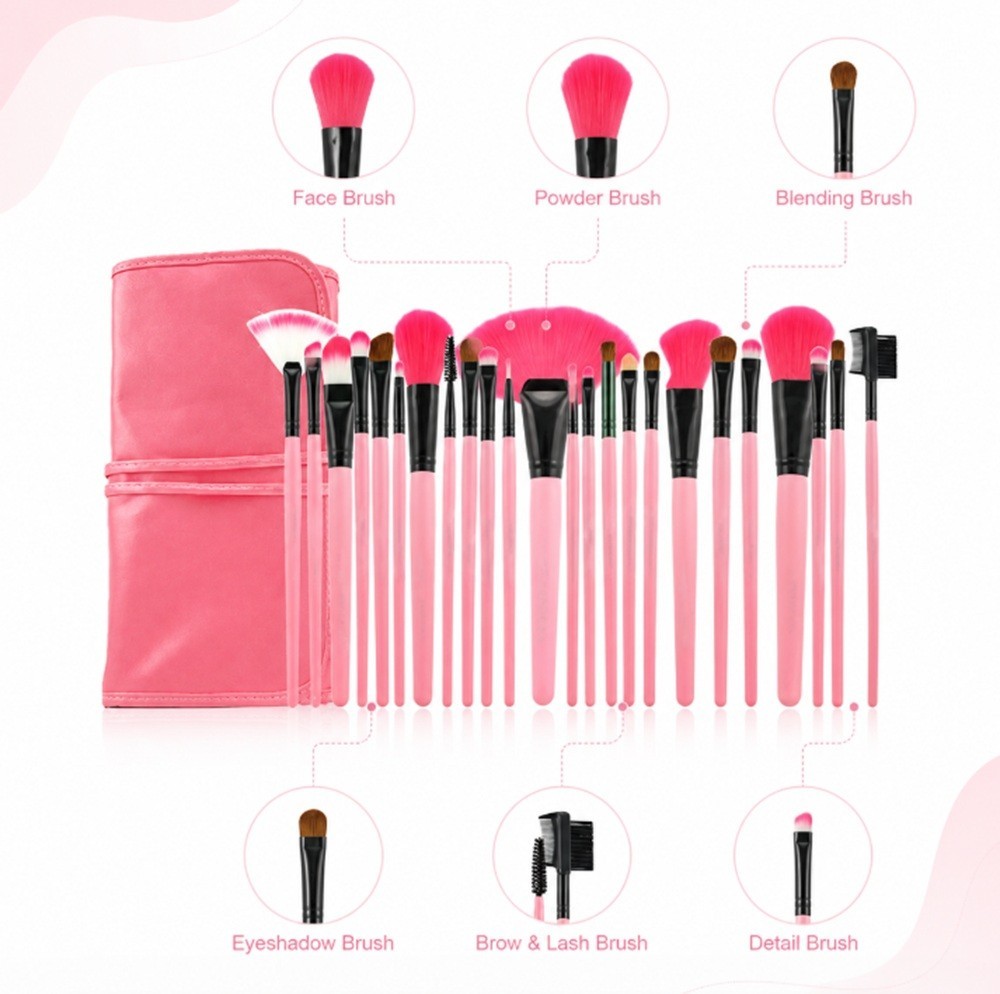 Pro 24 Ps Makeup Brush Set-Cosmetic Tool Kit with Case, Eyeshadow & Powder Brush
