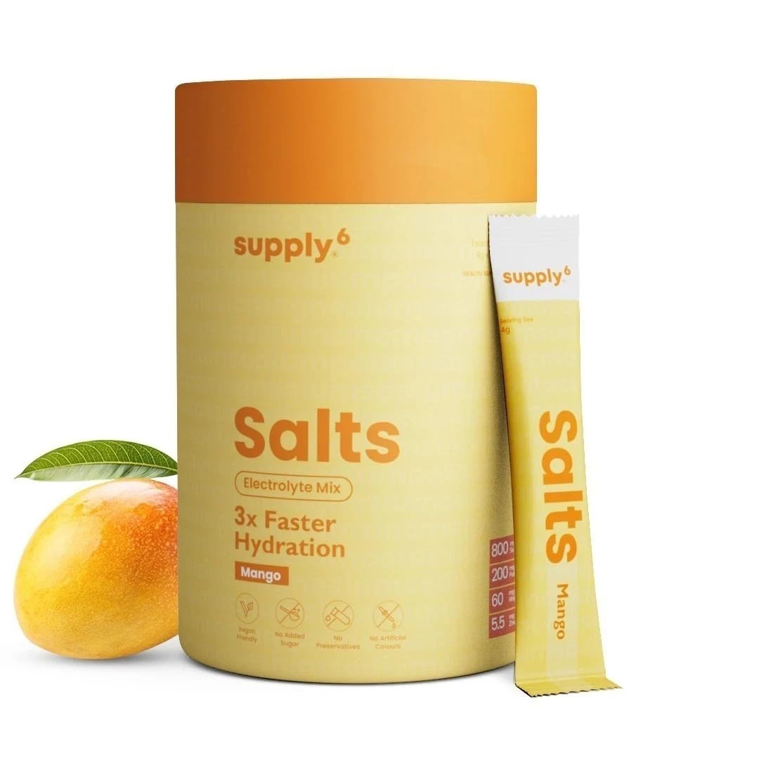 Supply6 Salts | Electrolyte Mix | Zero Added Sugar, (18 Servings, Mango)