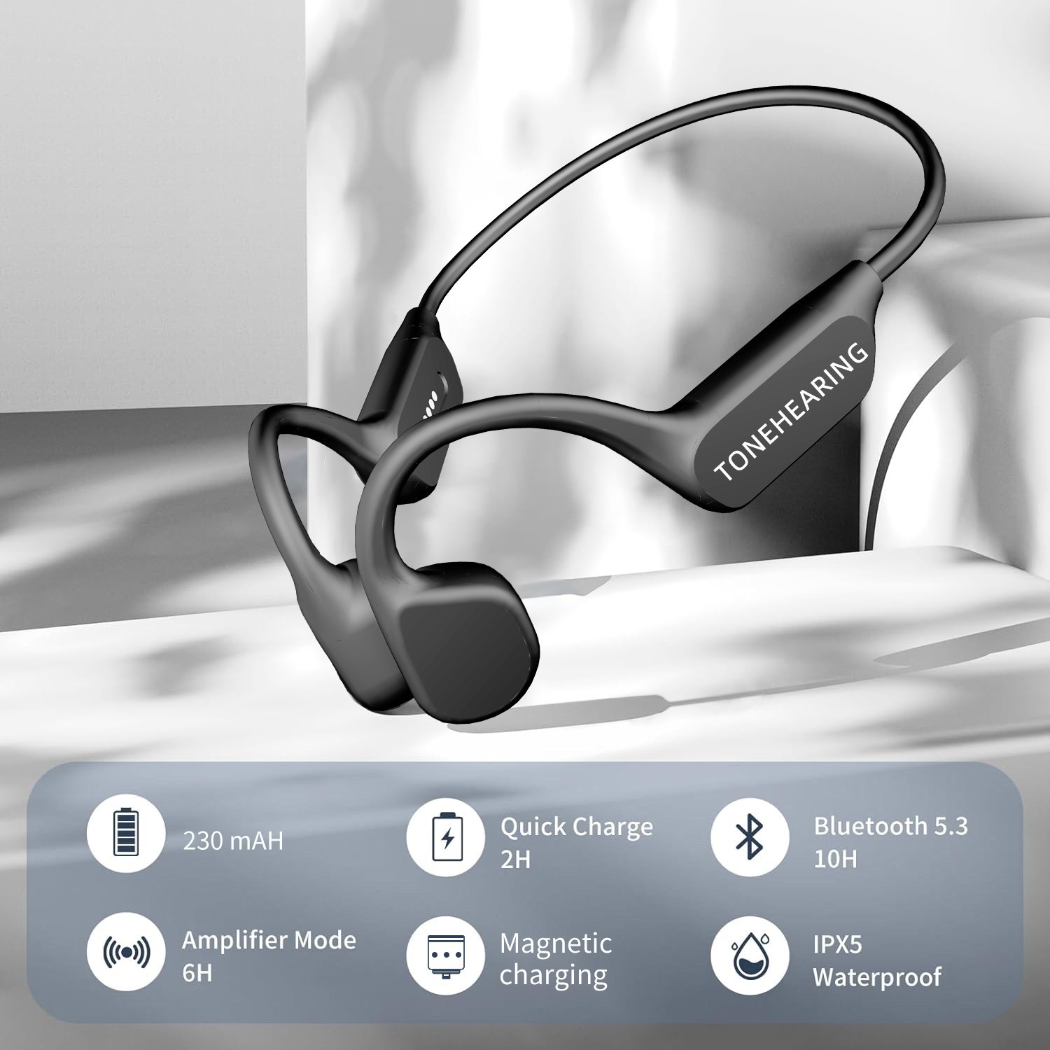 Specially designed noise reducing bone conduction hearing aids for the elderly
