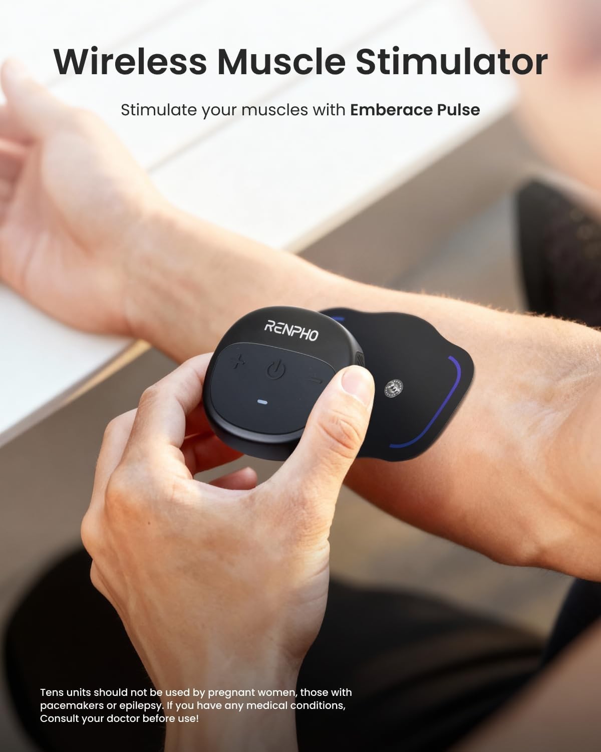 Wireless TENS Unit Muscle Stimulator, Portable EMS Machine | 6 Modes, 20 Intensi