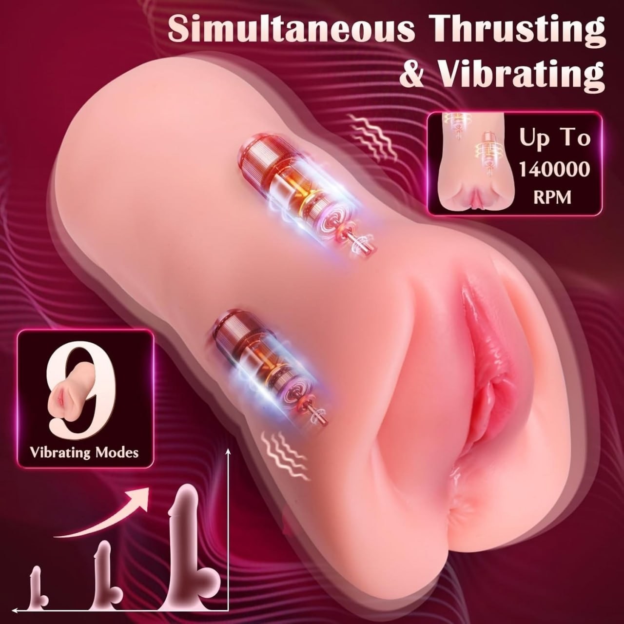 App Controlled Automatic Thrusting Male Masturbator Vibrating Pocket Toy