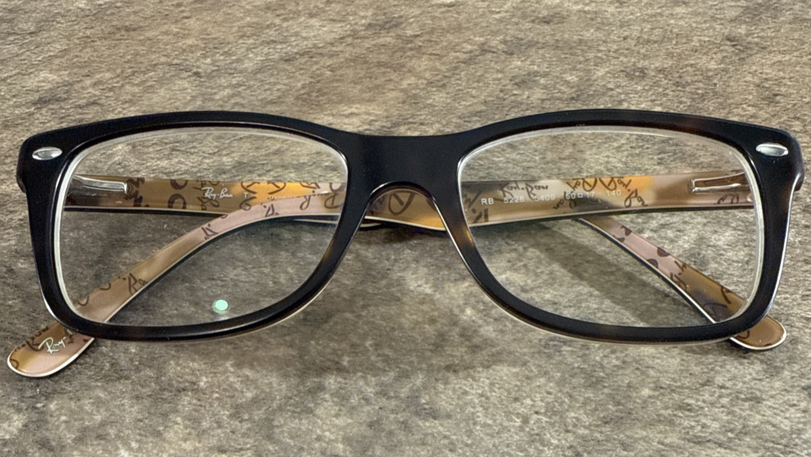 Ray Ban RB 5228 5409 Square Havana Brown Eyeglasses Frame Only 50-17-140-34mm
