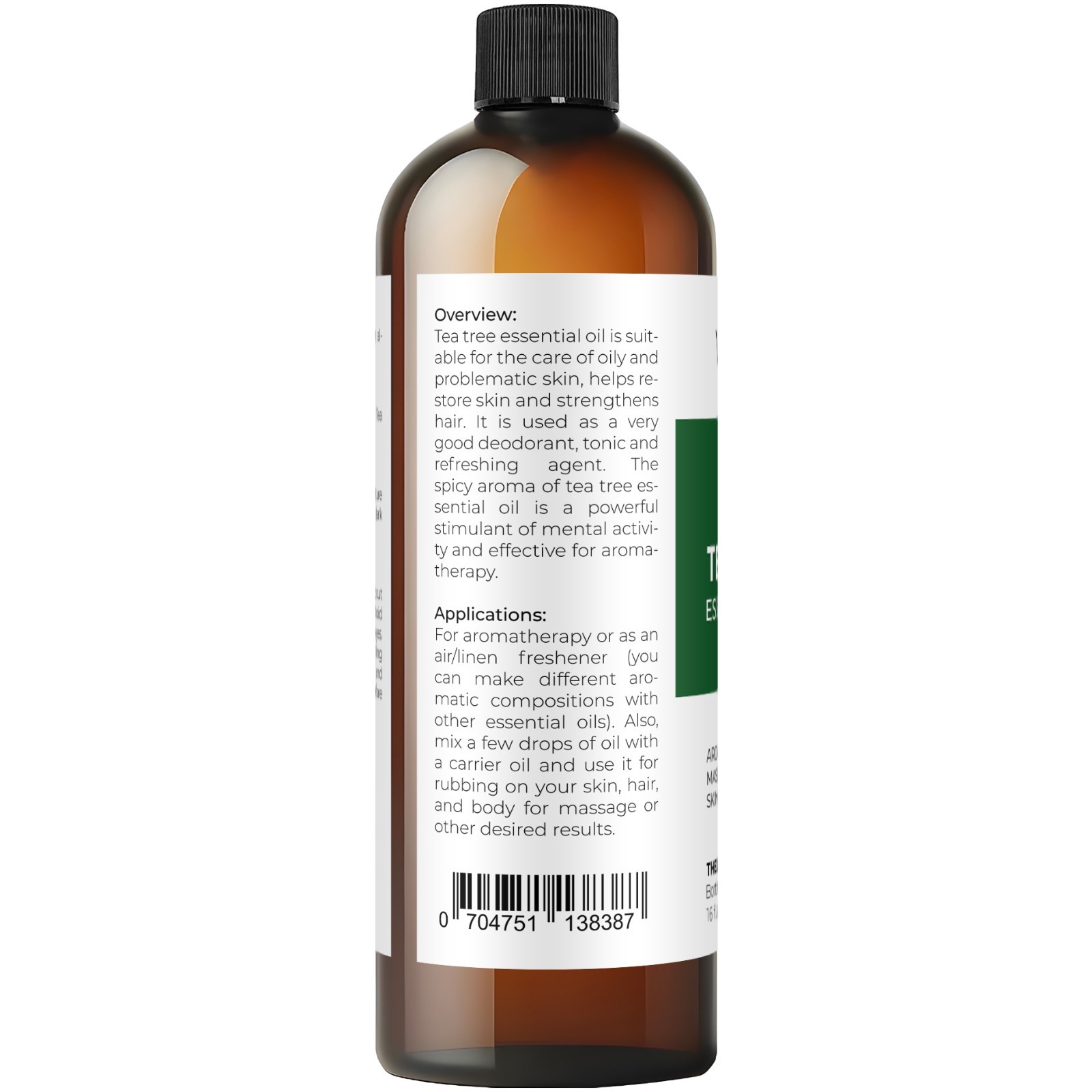 Tea Tree Essential Oil by Velona 0.5 – 32FlOz Therapeutic Grade for Aromatherapy