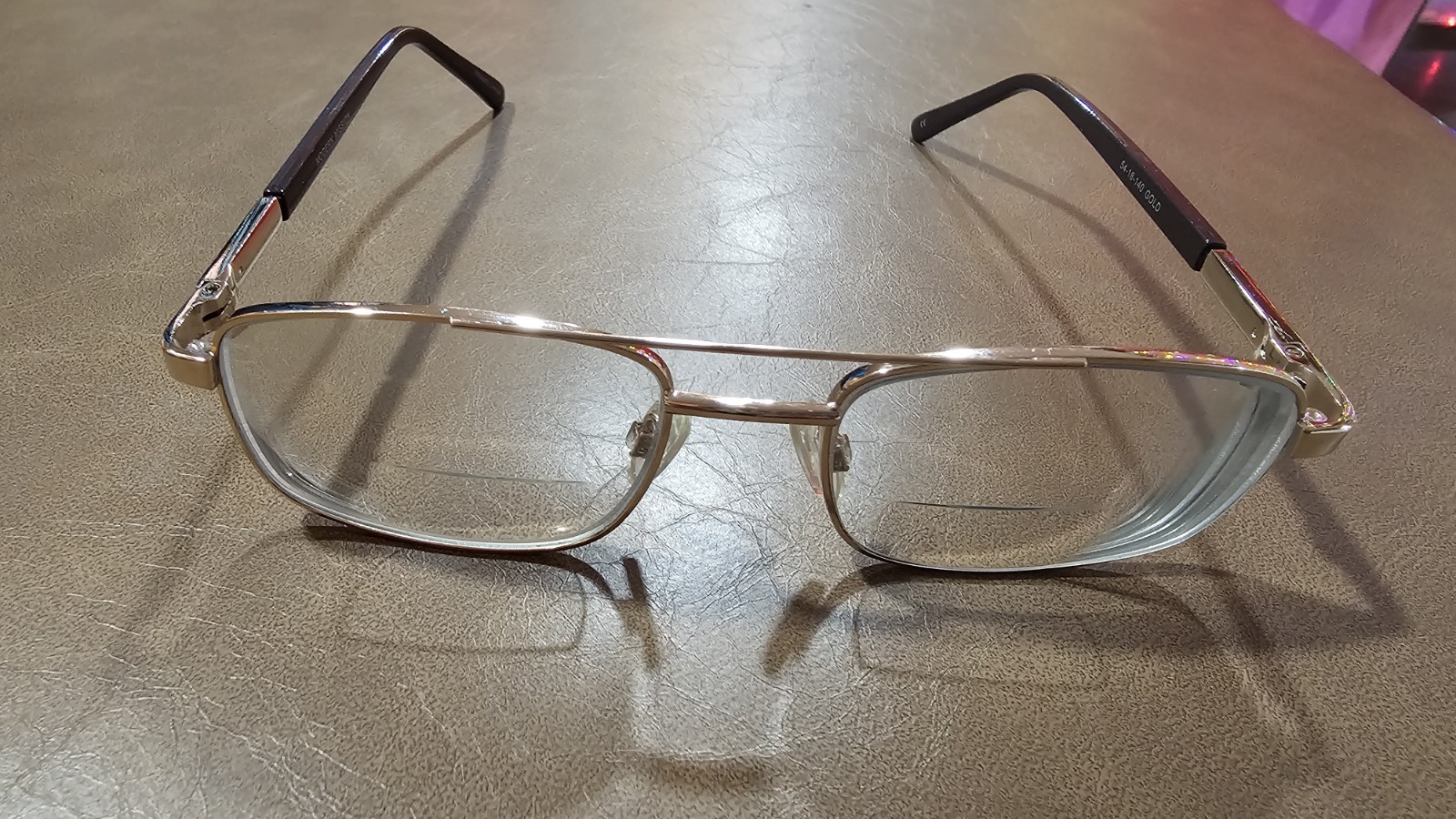 Modern Mission Gold Full Rim Rectangle Metal/Plastic Eyeglass Frames 54-18-140