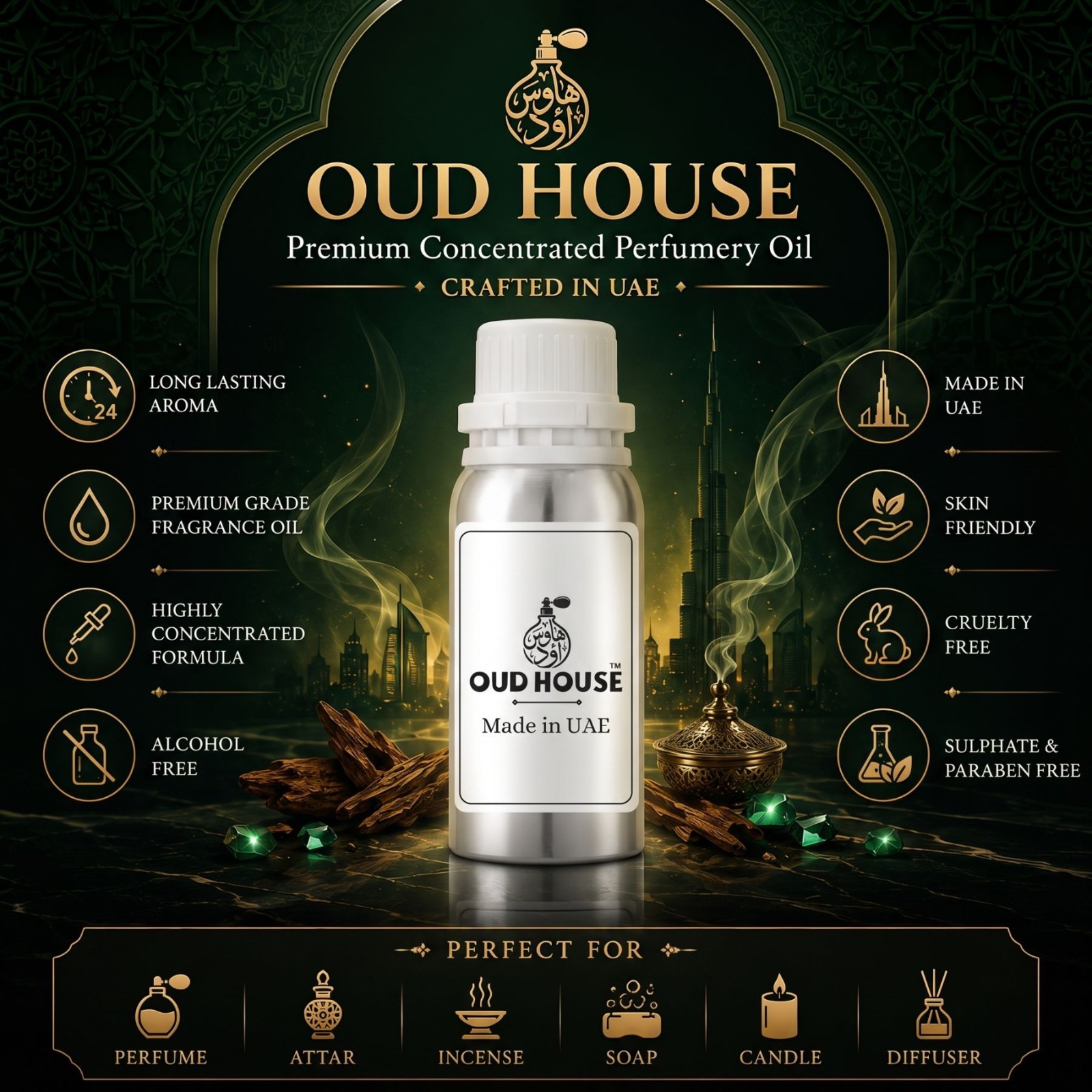 Oud House Light Blue DD&GG Perfumery Oil 3.4 fl oz Fresh Citrus Floral