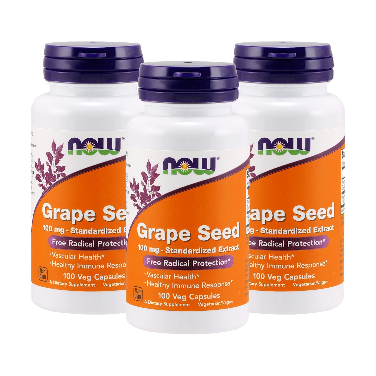 3 x NOW Grape Seed Extract OPC Antioxidant 100 mg 100 VCaps