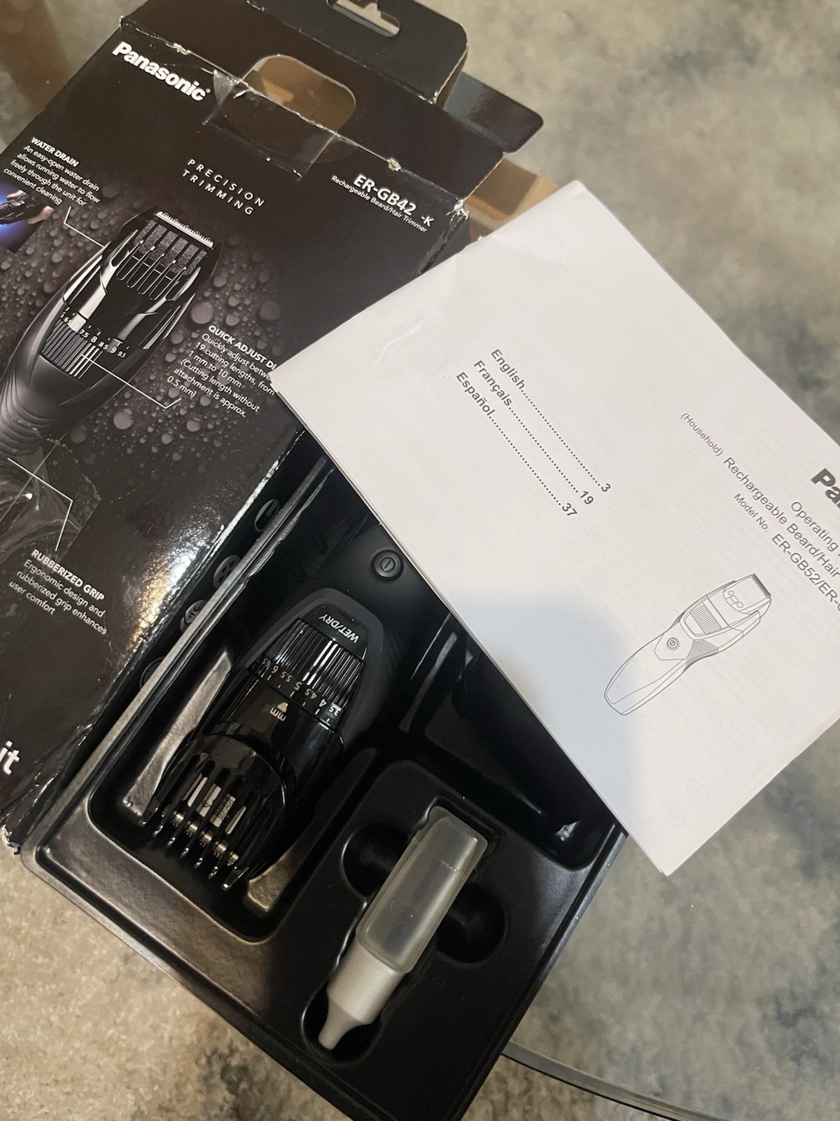 Panasonic ER-GB42-K Beard & Hair Trimmer Wet/Dry Waterproof Cordless Adjustable
