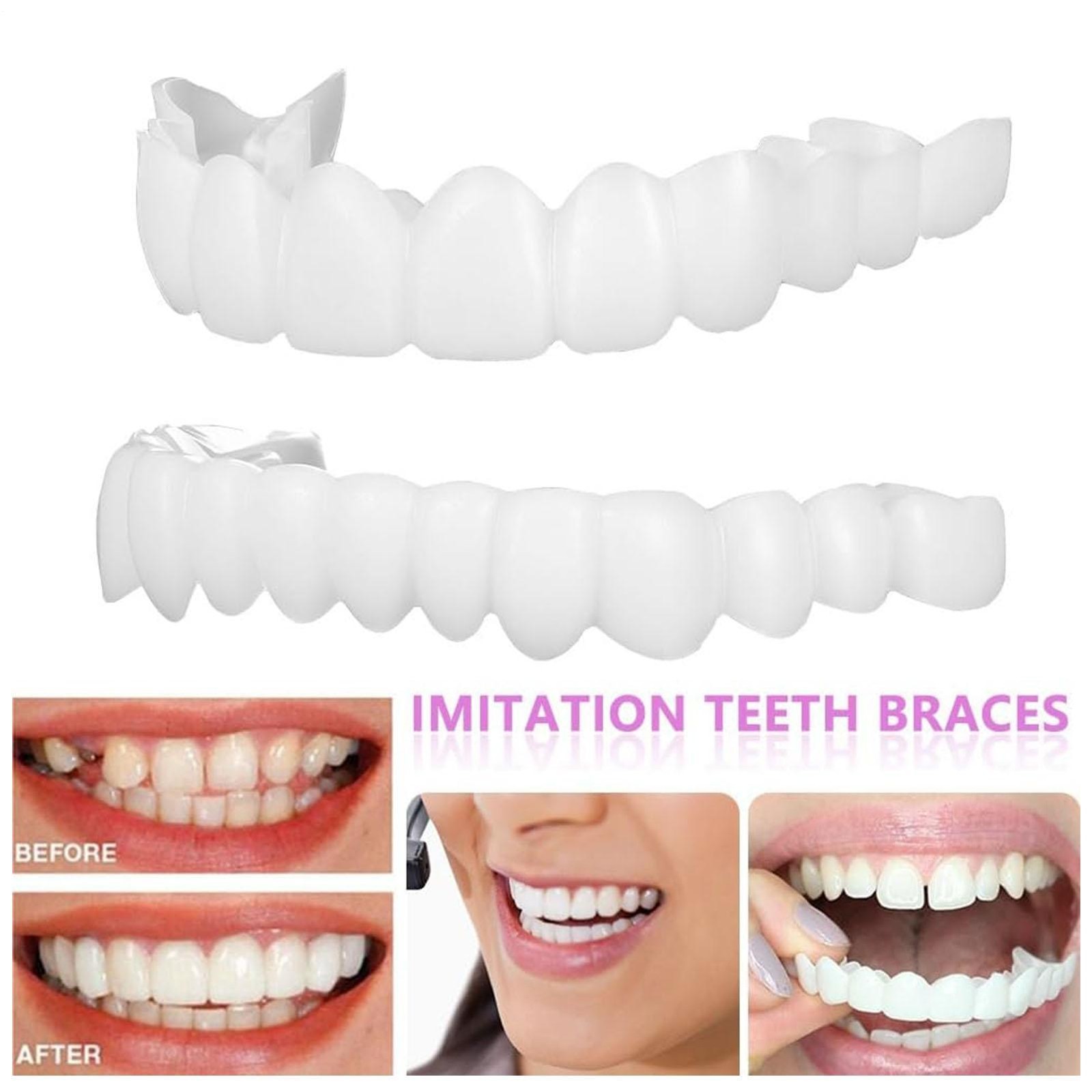 Perfect Smile Top And Bottom False Teeth Veneers Cover Instant Cosmetic Clip Up
