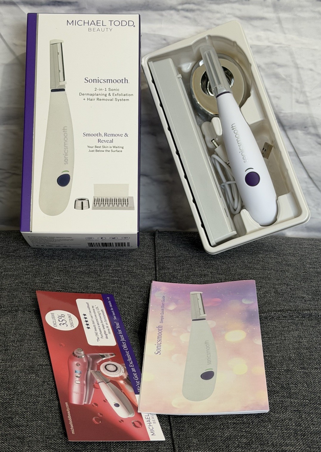 MICHAEL TODD Beauty Sonicsmooth 2 in 1 Sonic Dermaplaning System – Color White