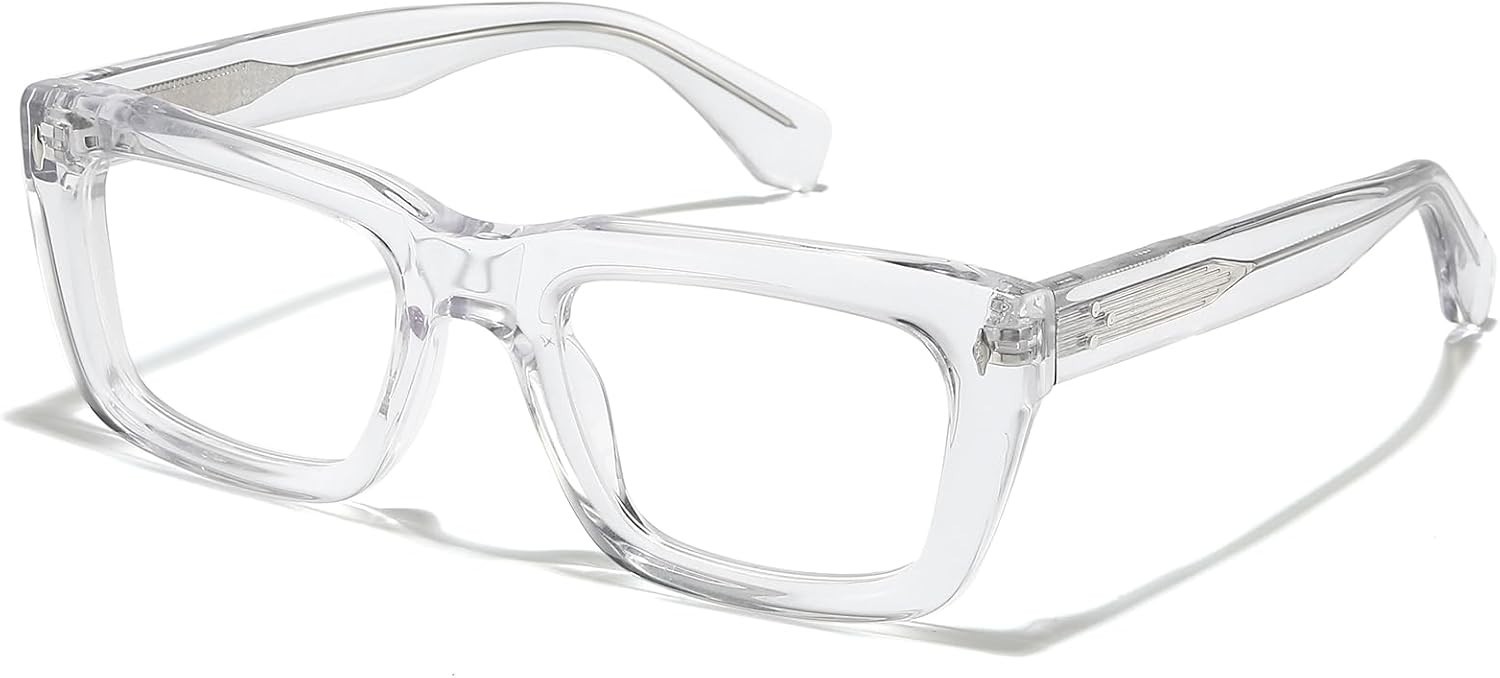 Sutton Retro Rectangle Clear Acetate Eyeglass Frames for Unisex Adults 53-21-148
