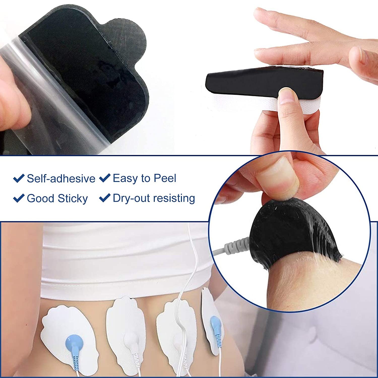 40pc Large Snap On Replacement Electrode Pads For TENS EMS Unit & Pulse Massager