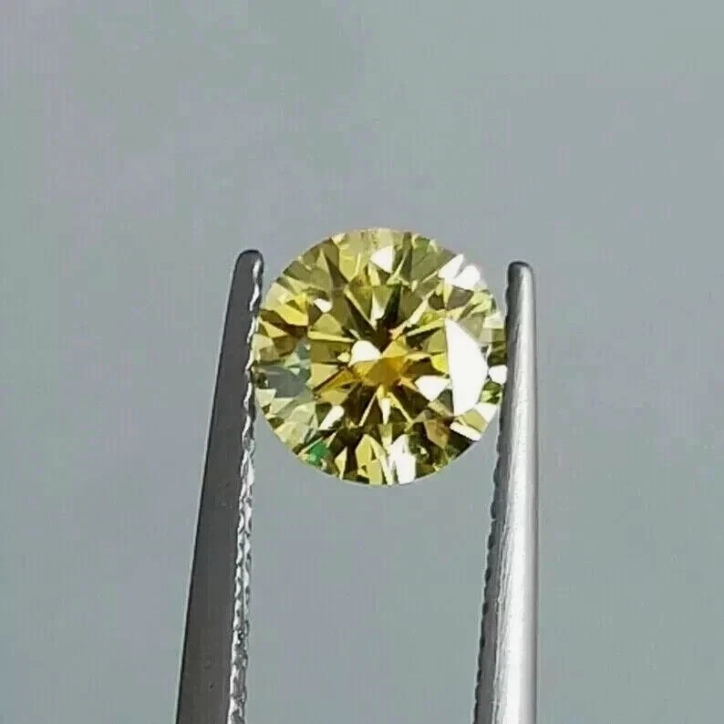 Loose 2 Ct Round Cut Lab Grown CVD Diamond Natural Yellow Color VVS1 Certified