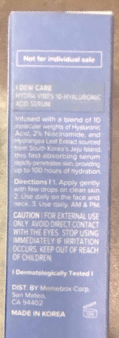 i DEW CARE Hyaluronic Acid Serum, Hydration, Vegan, Face & Neck, 15 mL
