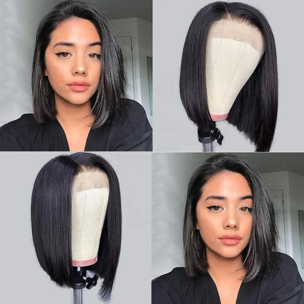 Short Wigs Hair Machine Made Bob Wigs Straight Full Cuticle Aligned Short