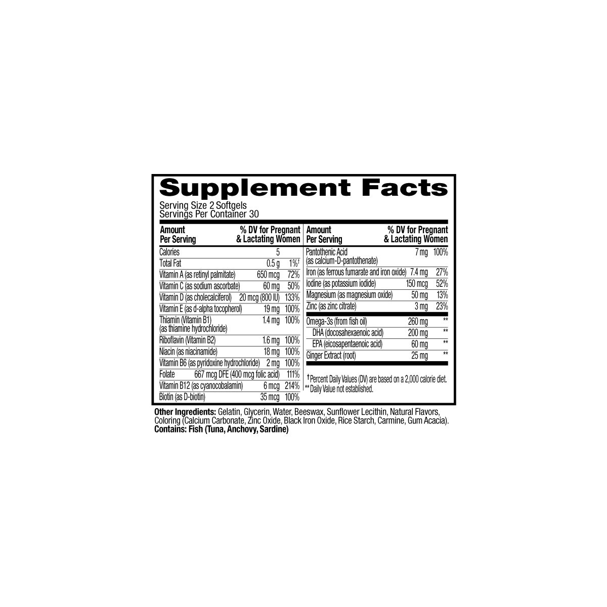 OLLY Ultra Strength Prenatal Multivitamin Softgels with Folic Acid + DHA – 60ct: