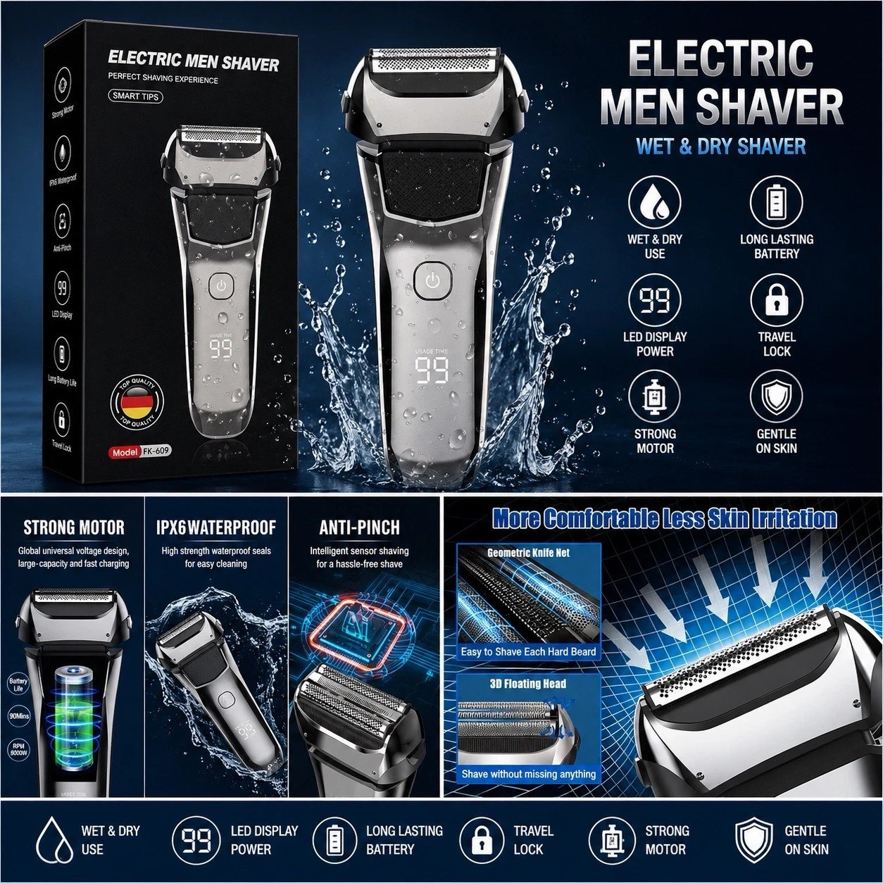 Electric Razor for Men,Shavers for Men Electric Razor Wet Dry