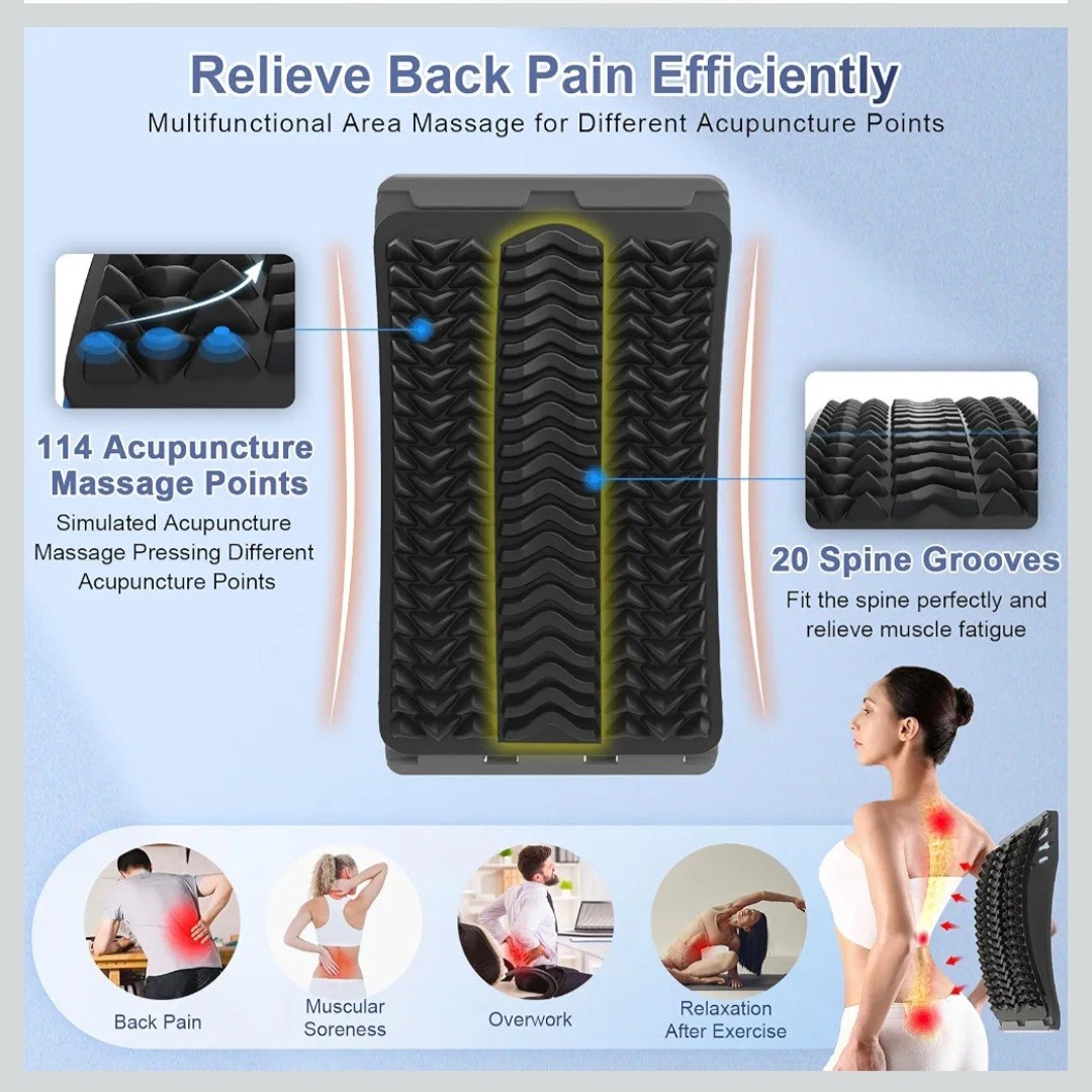 MINOLL Adjustable Back Stretcher, Portable Anti-Slip Manual Massage, Black/Gray