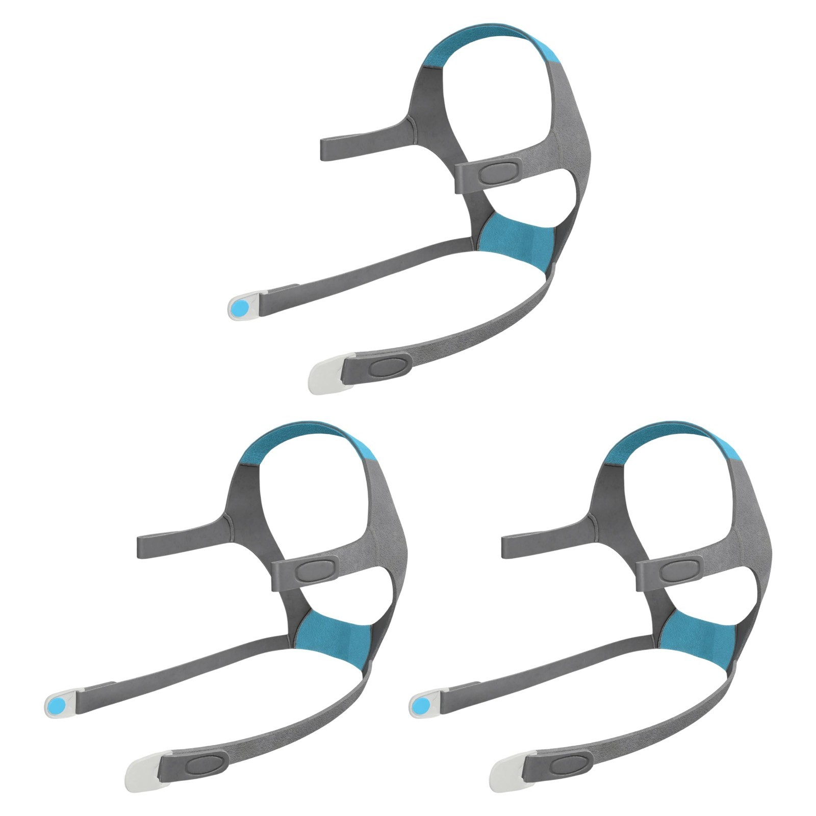 3 Pack Medium Replacement Headgear Straps for AirFit/AirTouch F20, Clips Include