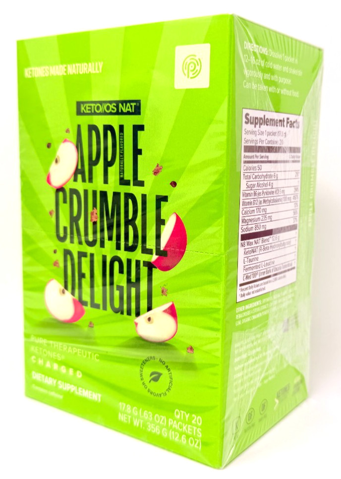 Pruvit Keto OS NAT Ketones – Charged – APPLE CRUMBLE DELIGHT 20 Packets NEW