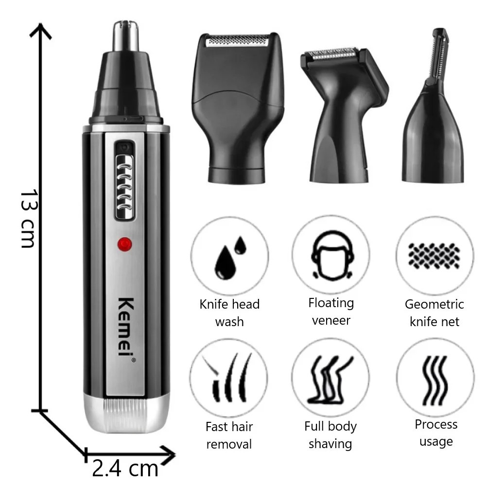 Kemei 4 in 1 Trimmer for Men Electric Nose and Ear Trimmer Rechargeable Trimmer