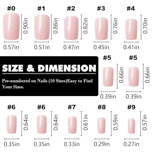 240pc Press on Nails Medium Square Fake Nails Glue on Nail Press ons Nude