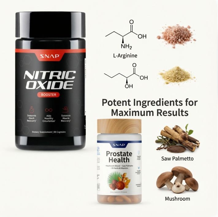 SNAP Nitric Oxide Booster & Prostate Health Bundle Saw Palmetto 180 Capsules