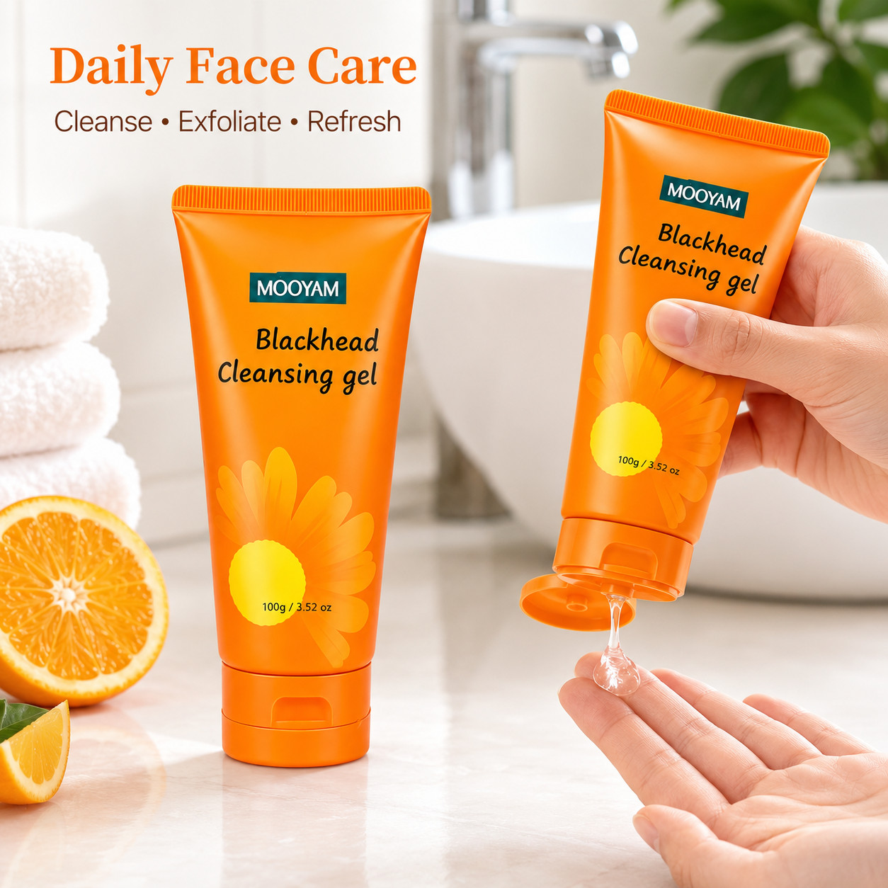 Orange Enzymes Exfoliating Gel, Organic Face and Body Exfoliating Scrub Gel