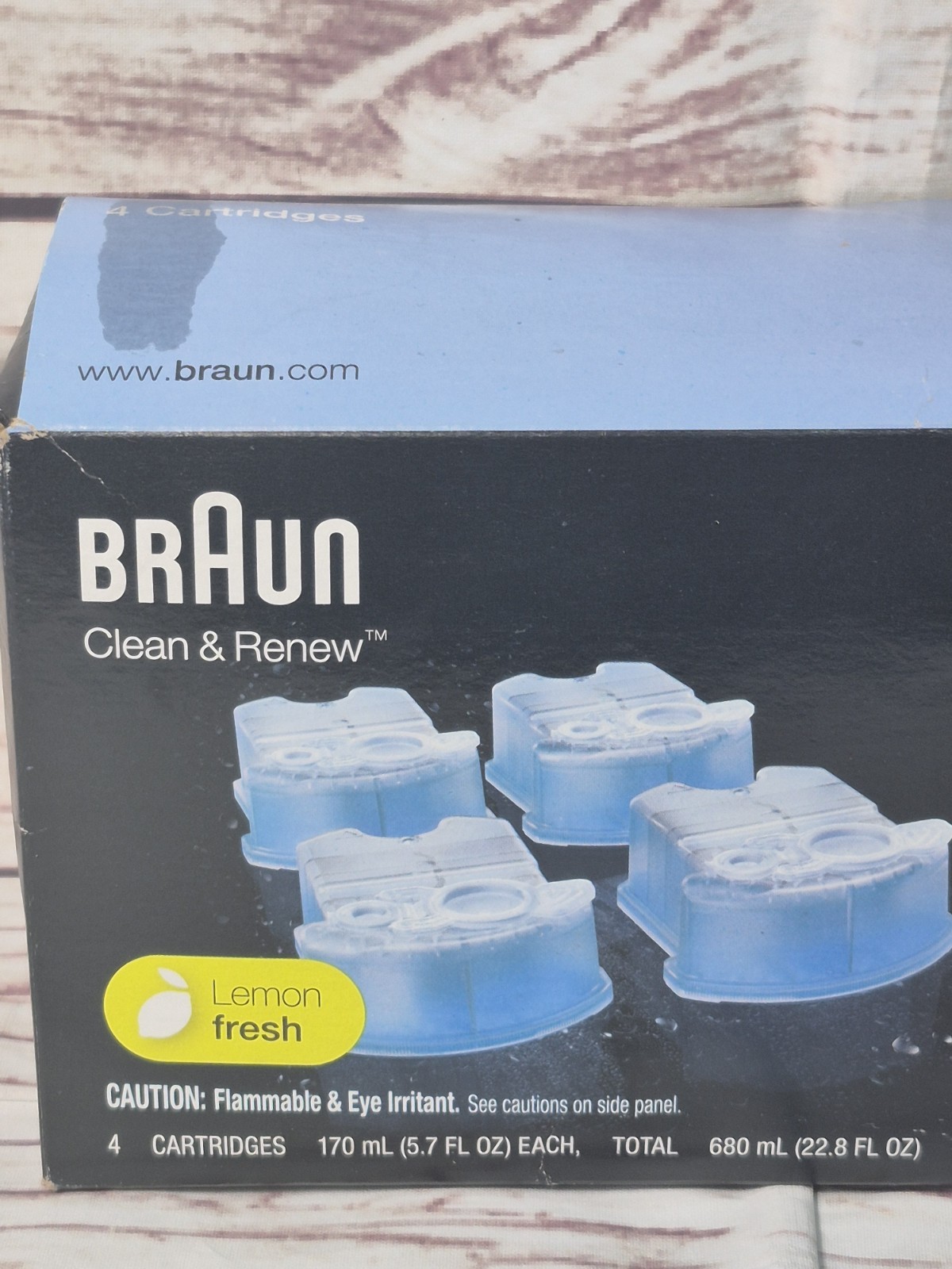 Genuine Braun Shaving Station Clean & Renew Refill Cartridges 4 Pack Lemon-Fresh