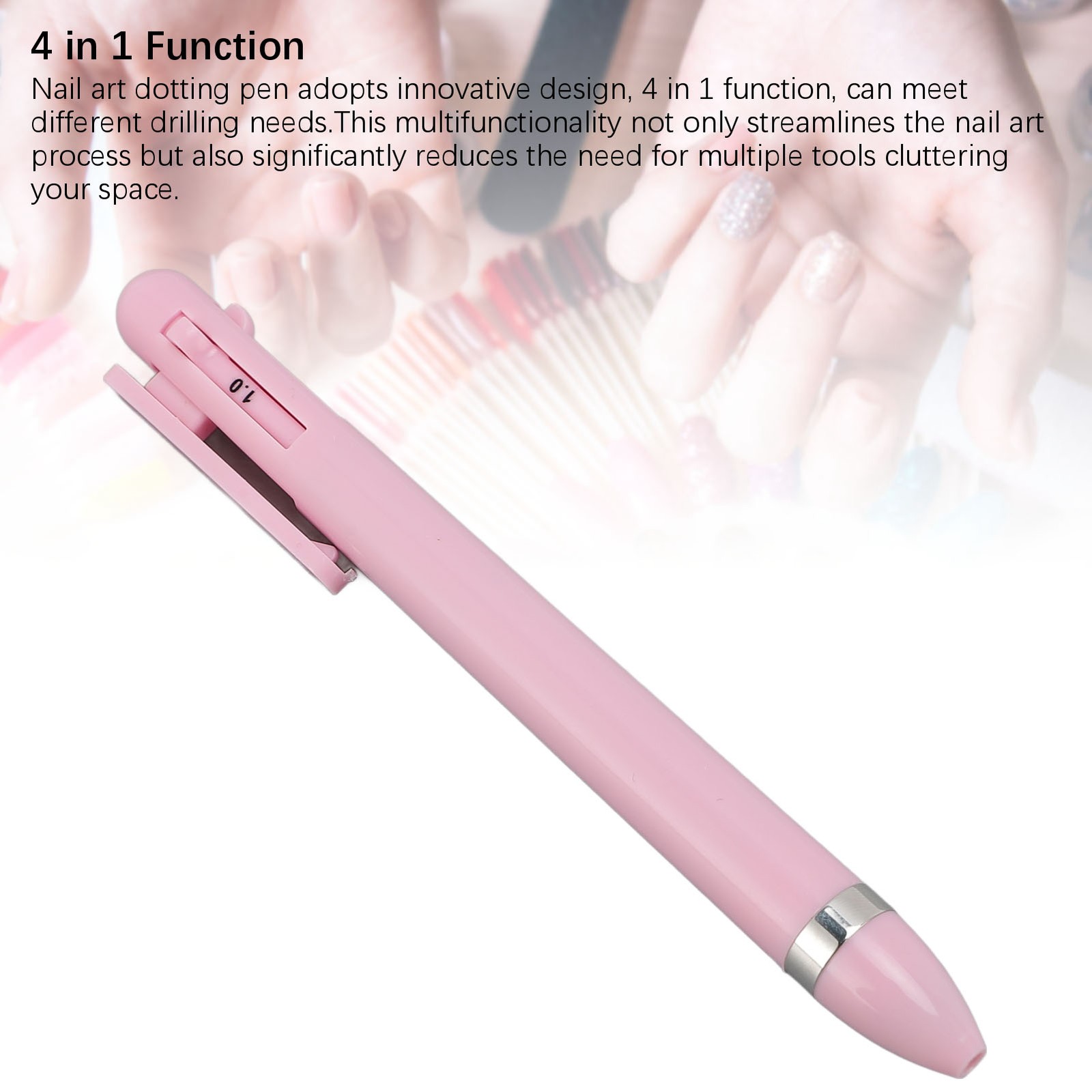4-in-1 Nail Art Dotting Pen Manicure Tool For Personal/Professional (Pink)