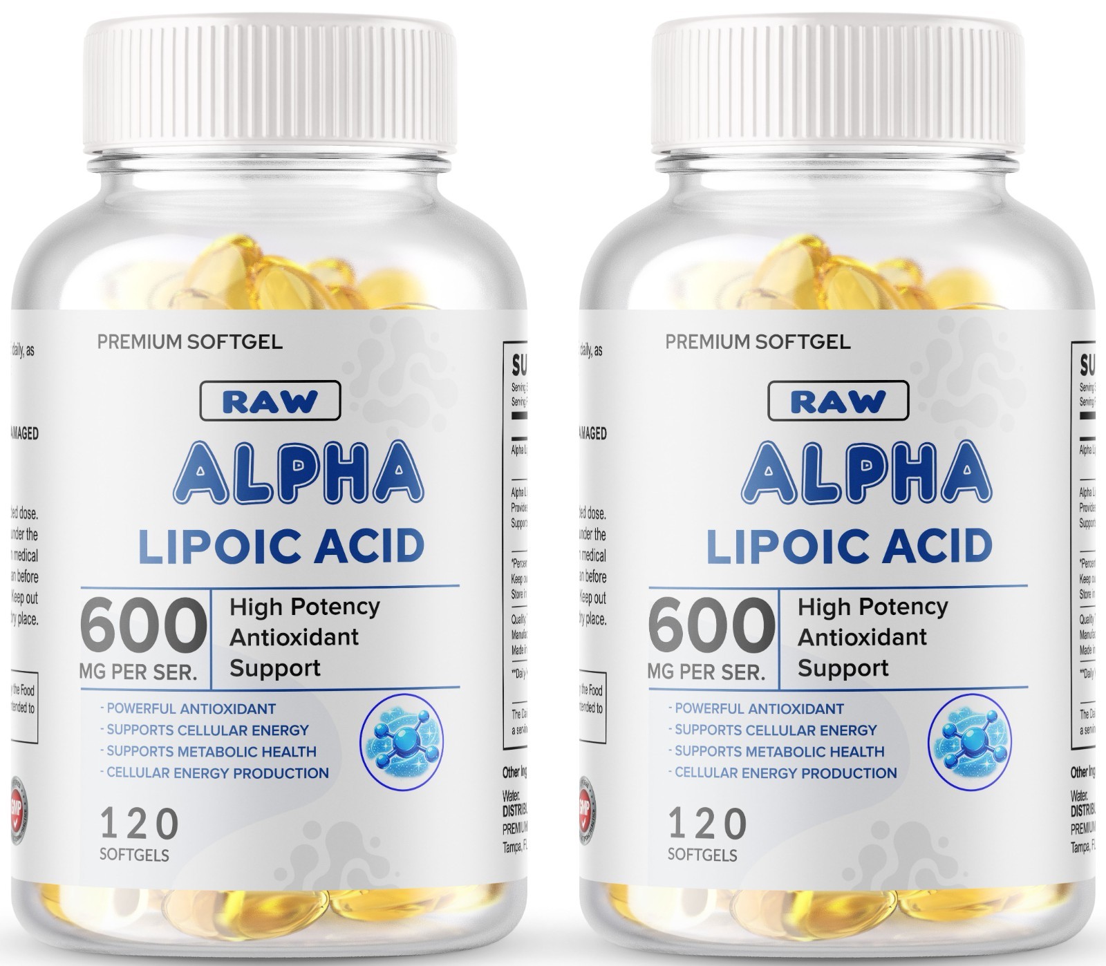 Alpha Lipoic Acid – 600mg Per Serving – 240 Softgels 2 Bottles 120 Each