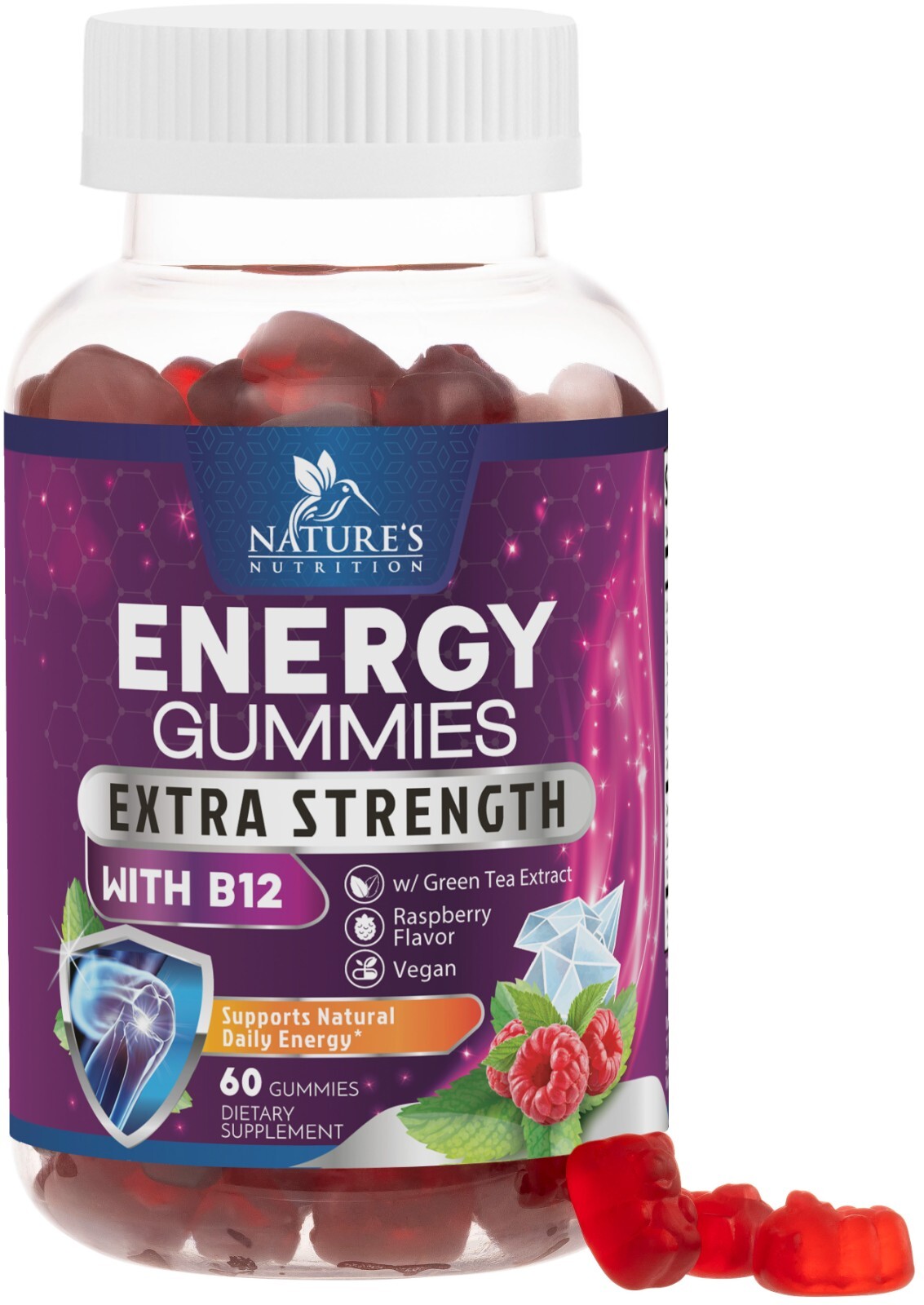 Energy Gummies Vitamin B12 1000mcg – Green Tea Natural Caffeine Support Chews