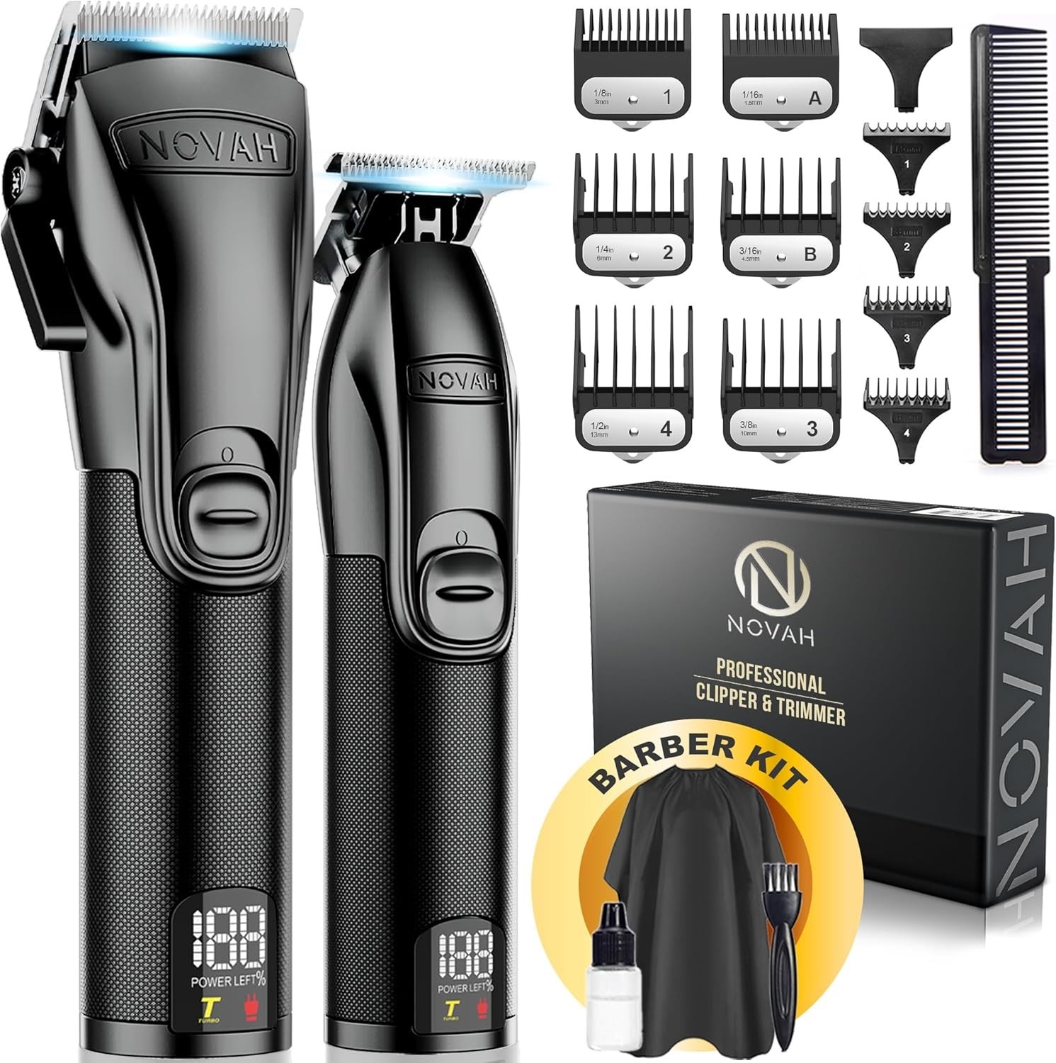Novah Professional Hair Clippers Set – Cordless Trimmer Kit