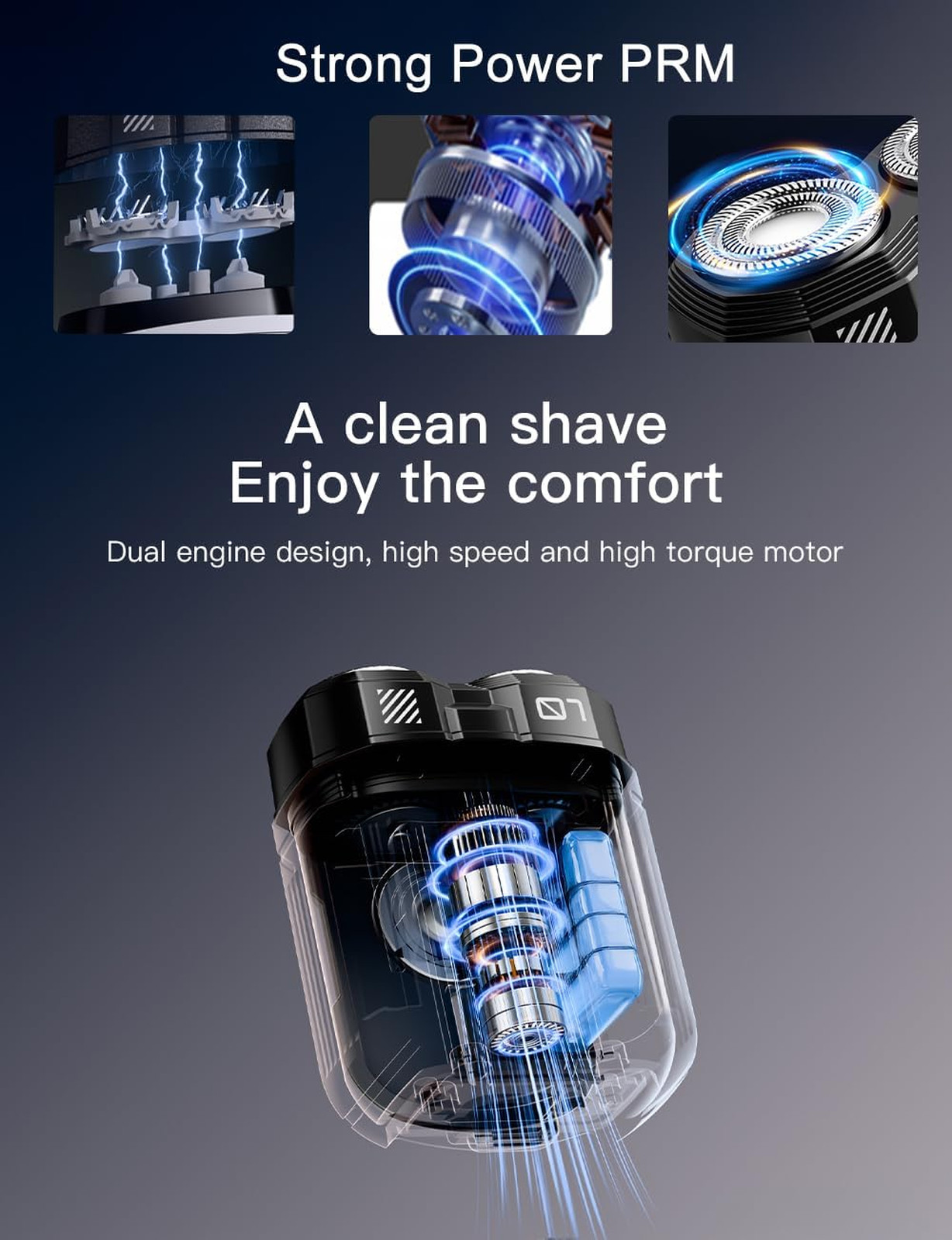 Men’s Portable Rotary Shaver IPX7 Waterproof Cordless USB Type C Rechargeable