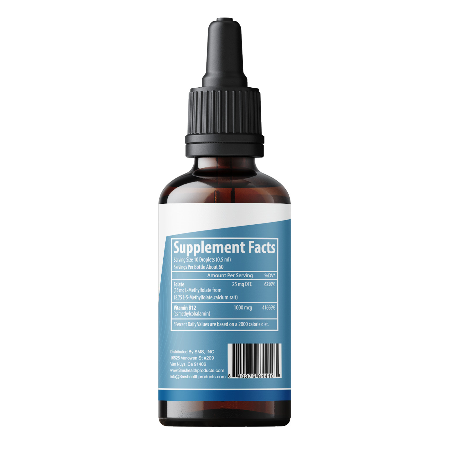 L-Methylfolate 15mg + Methyl B12 Cofactor | Organic Berry Flavor | 2 fl oz