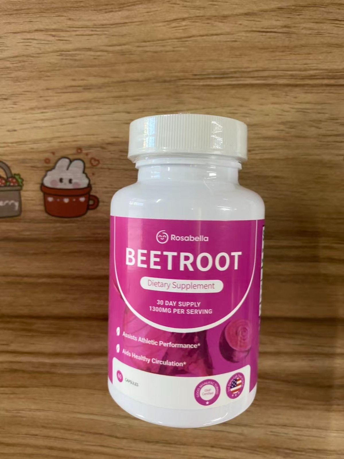 3PCS Rosabella Organic Beet Root 60 Capsules Natural-Energy Boost Blood Pressure
