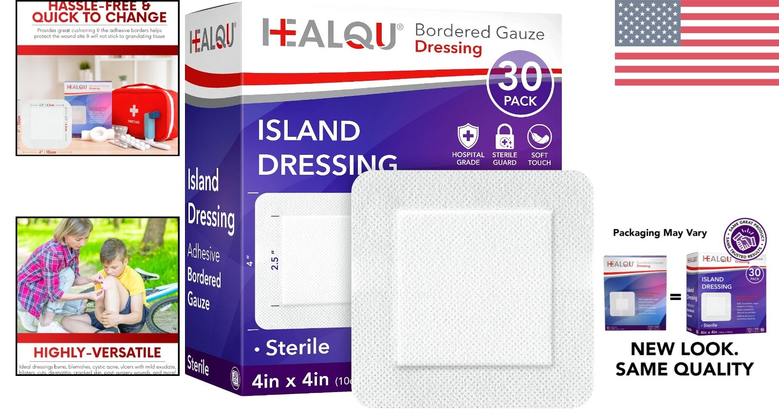 Comfortable 30 Count 4×4″ Non-Stick Island Dressing for Fast Wound Healing