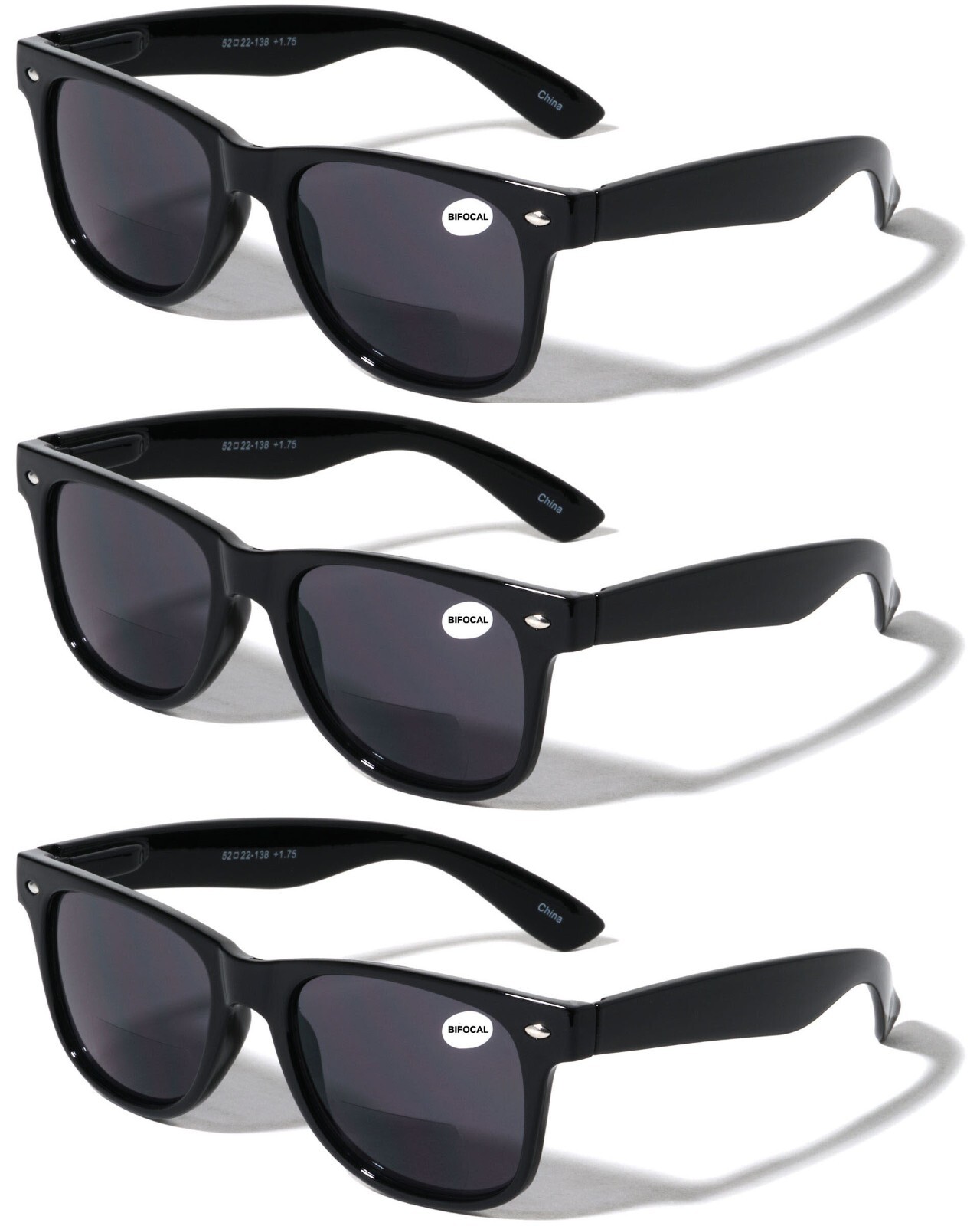 3 Pairs Classic Men Women BiFocal Reading Sunglasses – UV400 Protection Reader