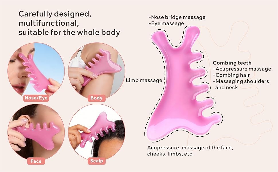 4 Pcs All-in-One Head Massager Set: Scalp Comb, Gua Sha, Octopus & Five Claw