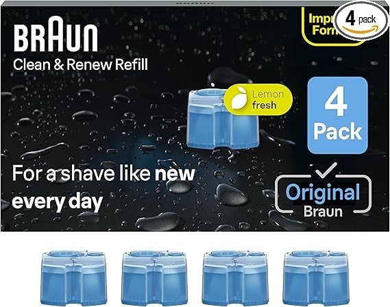 Braun Clean & Renew Refill Cartridges CCR, Replacement Shaver Cleaner Liquid Sol