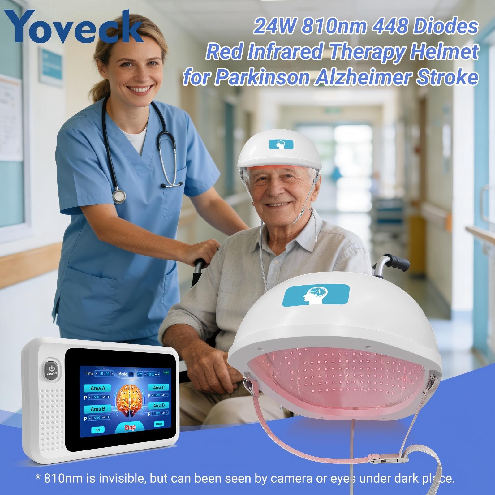 24W 810nm Near Infrared Brain Helmet for Alzheimer Parkinson Stroke Treatment