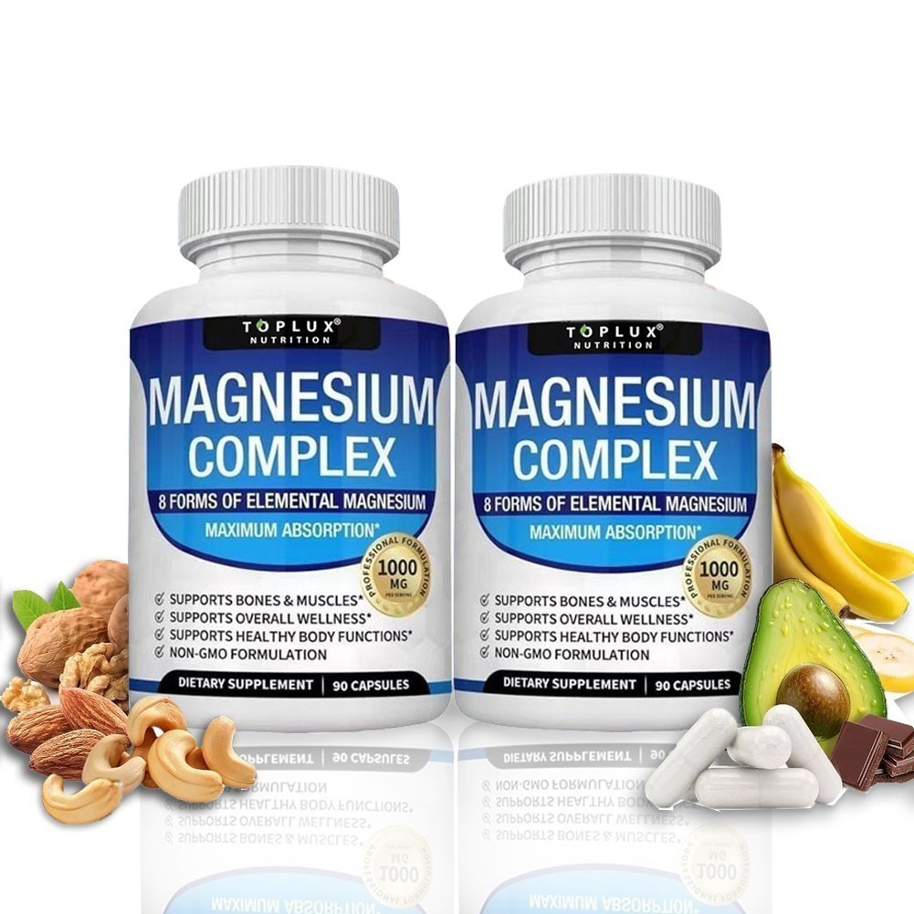 3X Toplux Nutrition Magnesium Complex 1000mg Supports 8 Elemental Magnesium