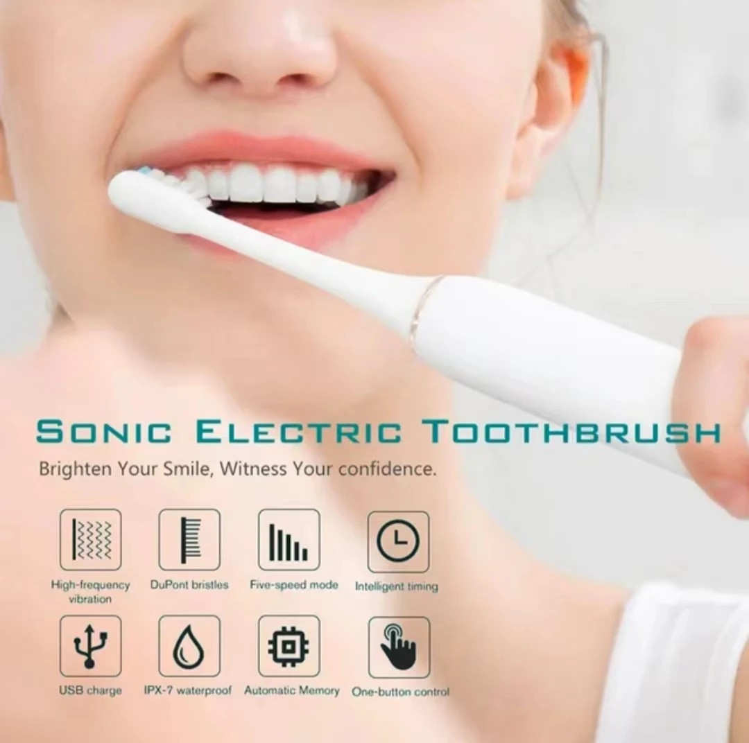 Sonic Electric Toothbrush Rechargeable 6 Mode with 3 Brush Head Precise Cleaning