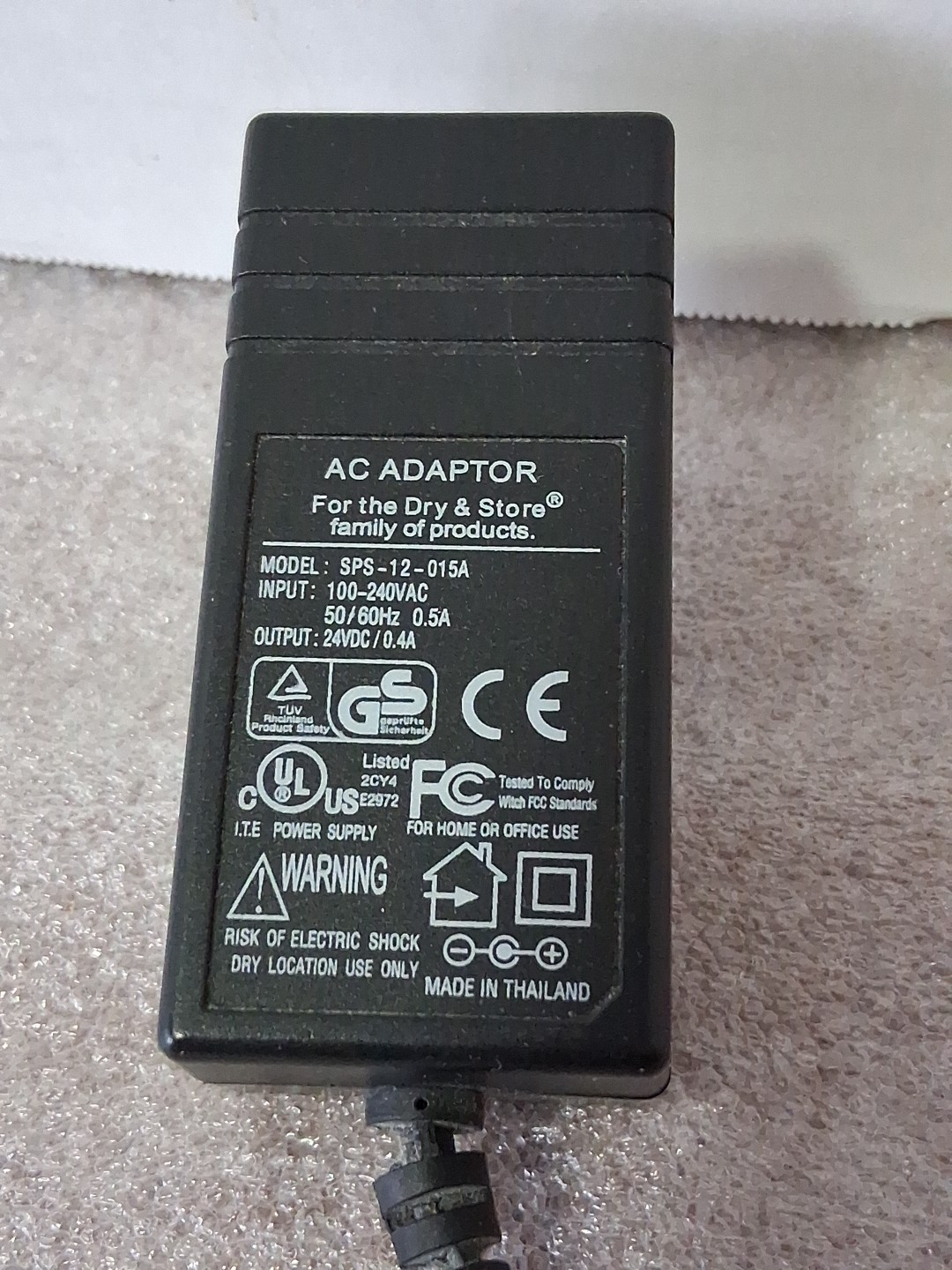 AC Power Adapter For Only Dry & Store Zephyr Hearing Aid Dryer Tested & Working