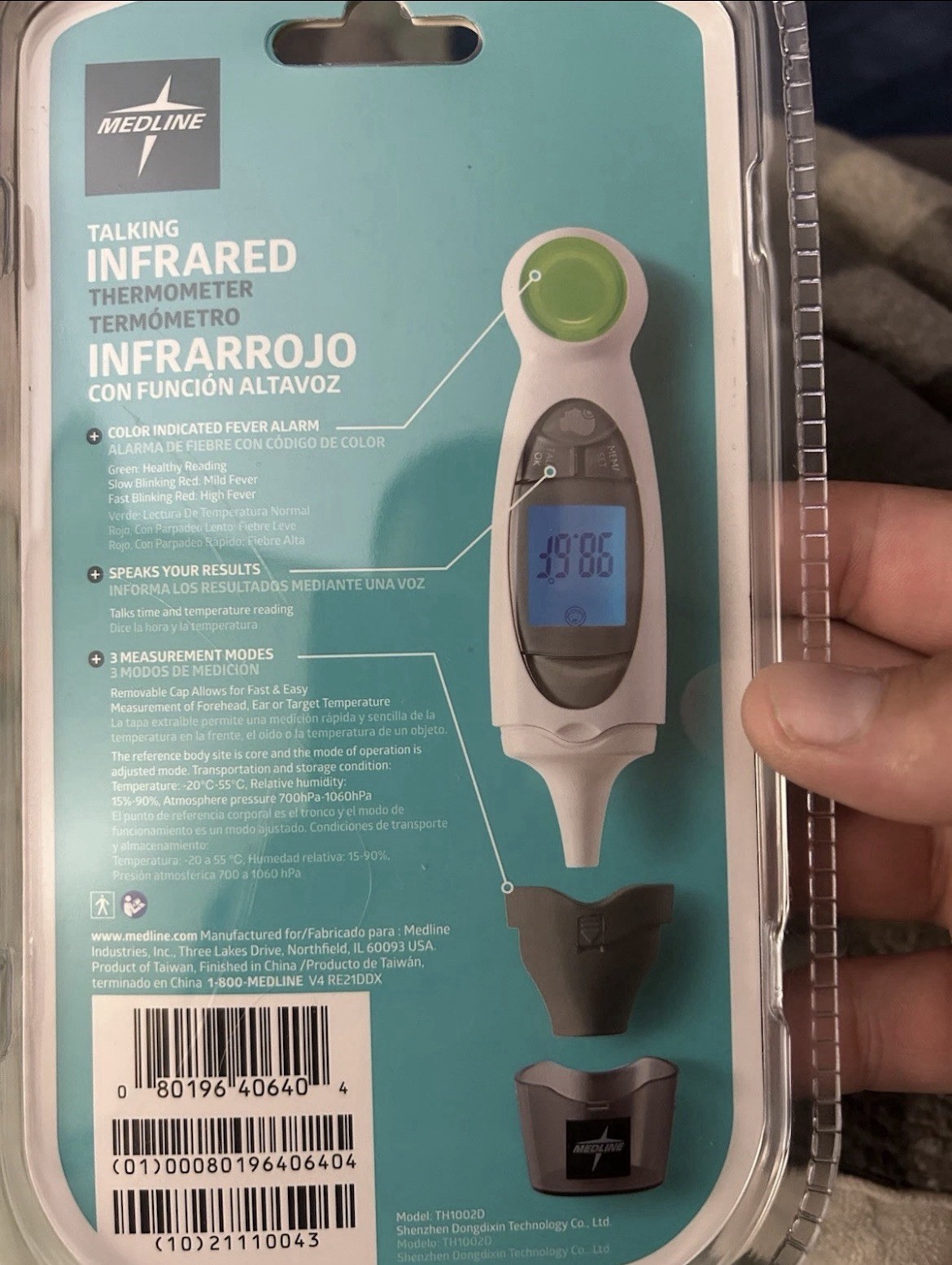 5 pack Medline Talking Ear and Forehead Digital Thermometer (MDSTH1002) No Touch